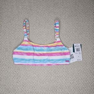 Roxy Island in the Sun Bralette Bikini Top with Colorful Stripes Medium